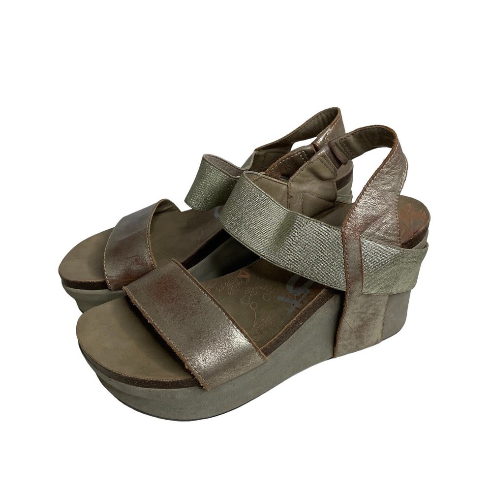 Fly London Ylfa Leather Lace Up Wedge Sandals Shoes US 7.5 EU 38 Pearlized a1 - Picture 5 of 10